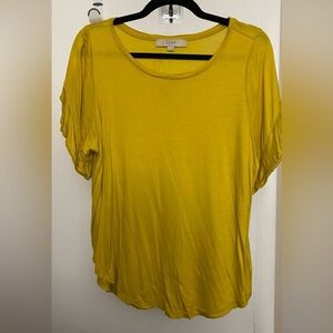 Loft Rayon Light Mustard Top with Flutter Short Sleeves